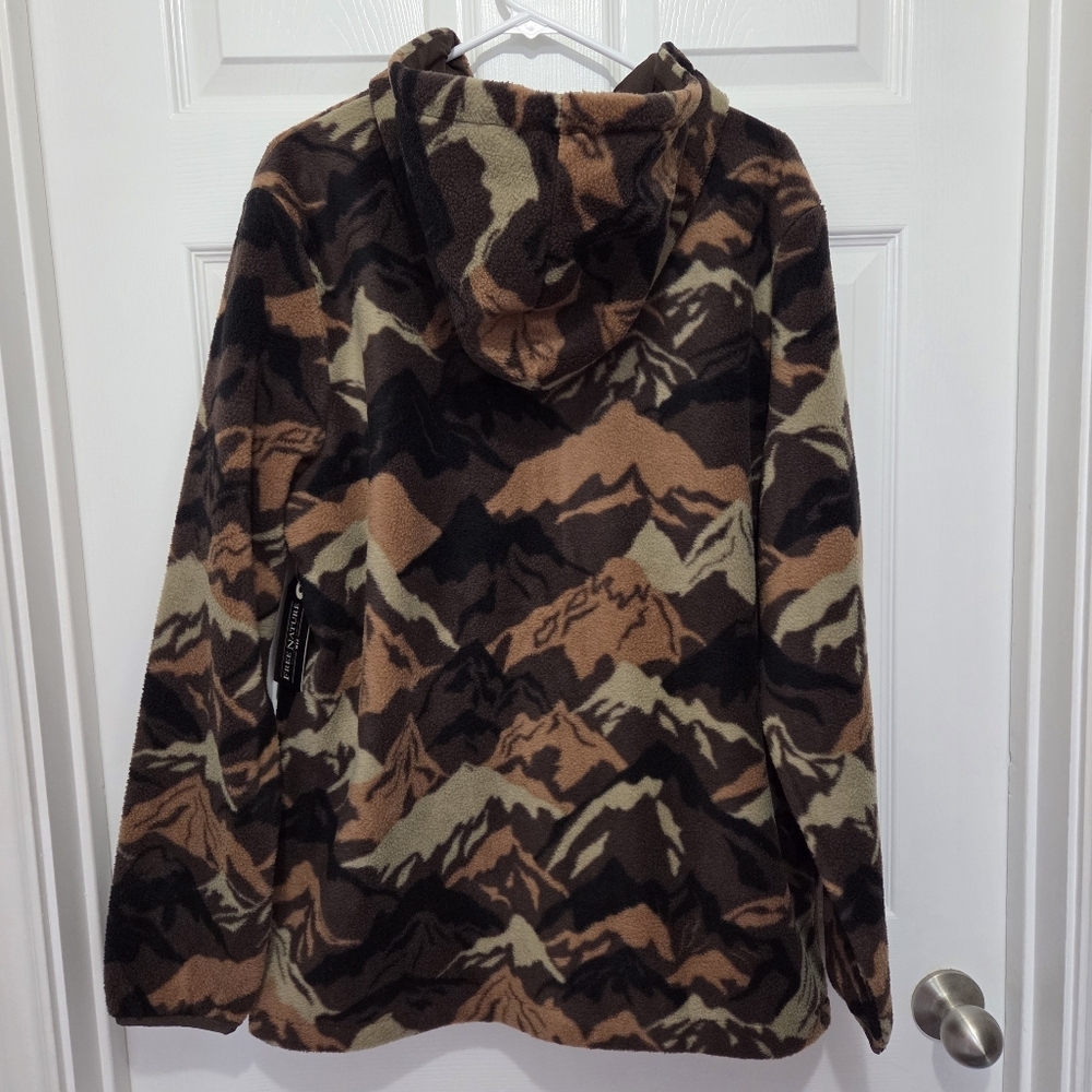 Free Nature Mountain Pattern Full Zip Polar Fleece Hooded Jacket Men Size Large - Picture 11 of 11